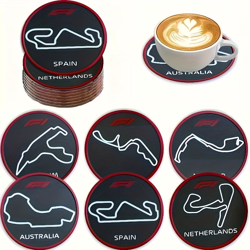 Juego de 6 Posavasos de Madera de Fórmula Uno - Decoración para el Hogar - Regalo Único - Suministros Hechos a Mano - Carpintería - Deporte de Motor - El regalo perfecto para pilotos de F1 y entusiastas del automovilismo, ideal para decoraciones en casa