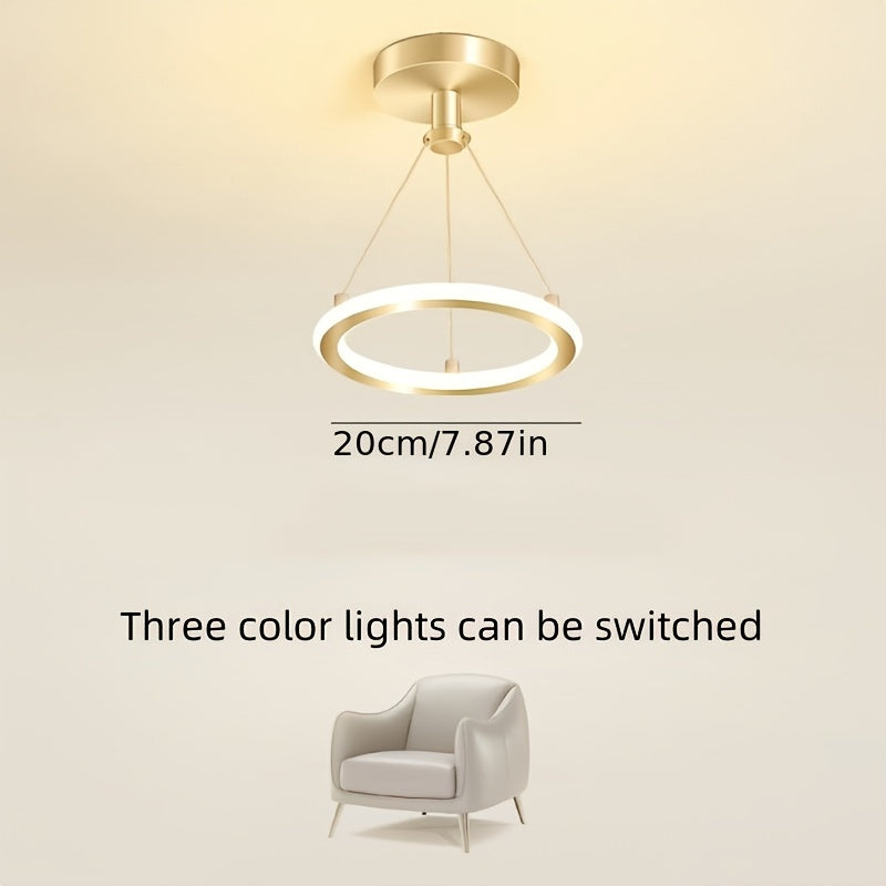 Linterna Colgante LED Ajustable Moderna - 3000K-6000K, Acabado Dorado Elegante en Metal, Diseño Estilizado para Pasillos, Dormitorios y Más | Brillo Metálico Suave | Accesorio Decorativo de Lujo Ligero con Herrajes Incluidos, Decoración Luminosa