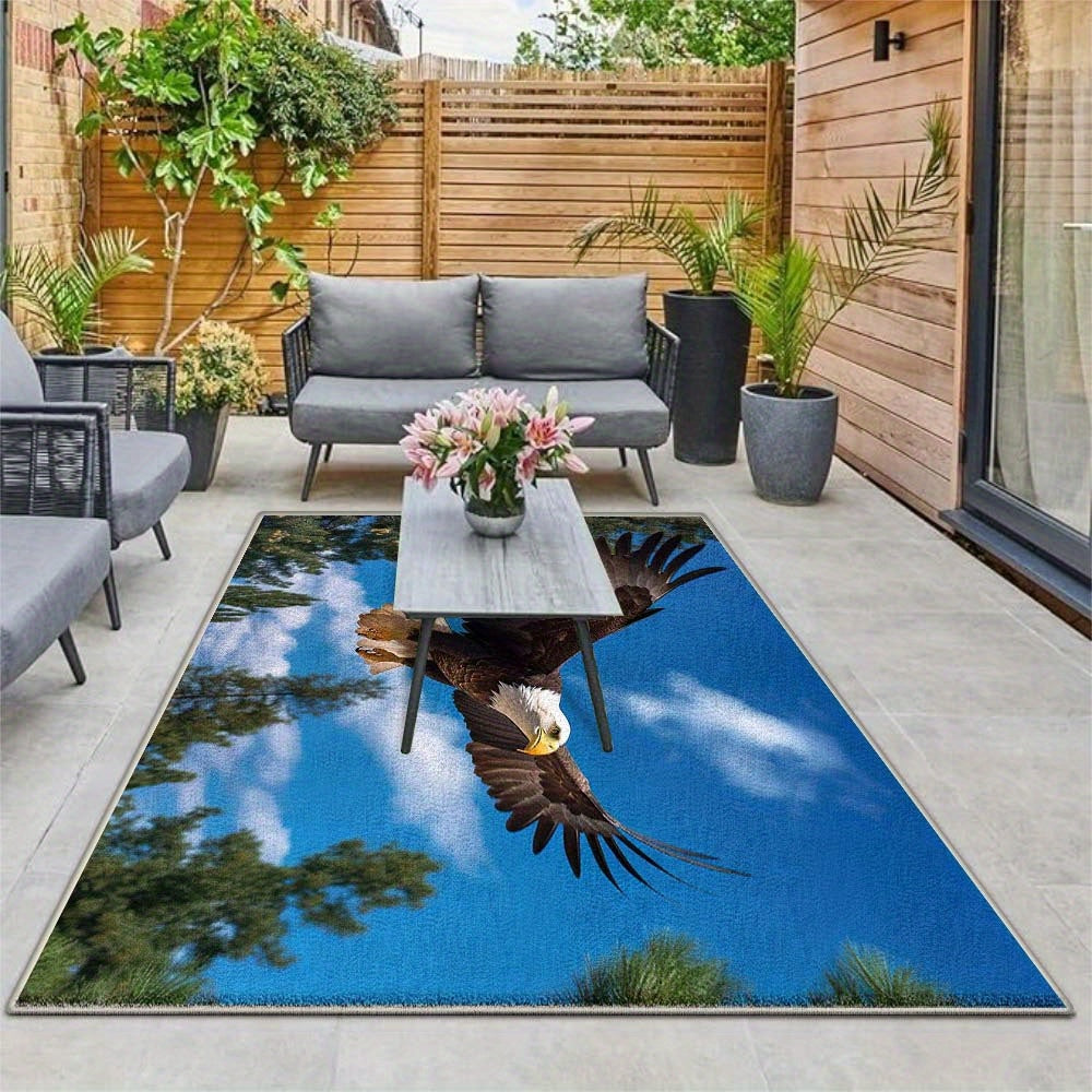 Alfombra de Tela Moderna Estampada con Patrón Geométrico Velvet 851g/m², Antideslizante y Engrosada en Crema Francesa, Ligera y Minimalista para Camping y Decoración del Hogar, Lavable a Máquina, Mezcla de Poliéster, Multifuncional para Uso Interior y Ex