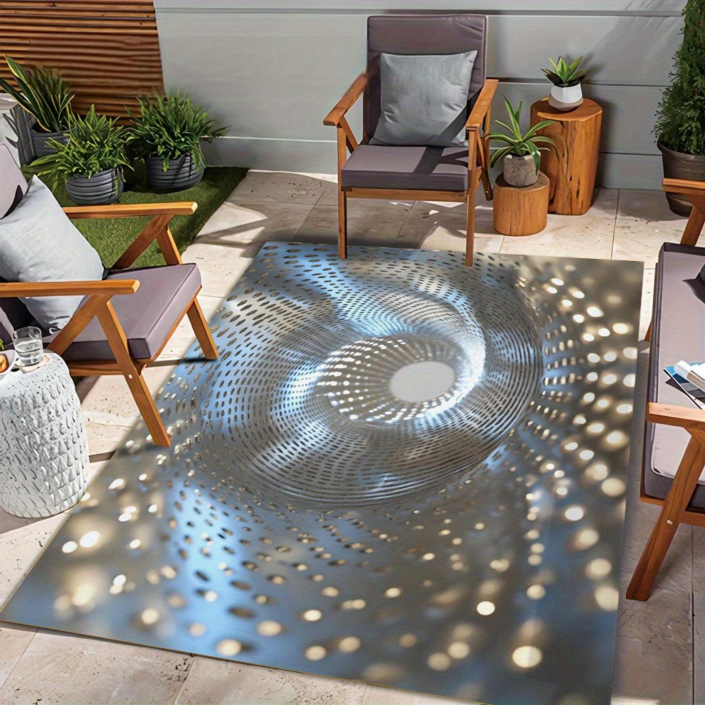 Alfombra moderna minimalista de terciopelo con patrón de puntos espirales irradiantes, lavable a máquina y antideslizante, gruesa y absorbente, ultra-suave, adecuada para sala de estar/estancia/entrada, puerta principal/cochera/baño/interior, balcón/uso