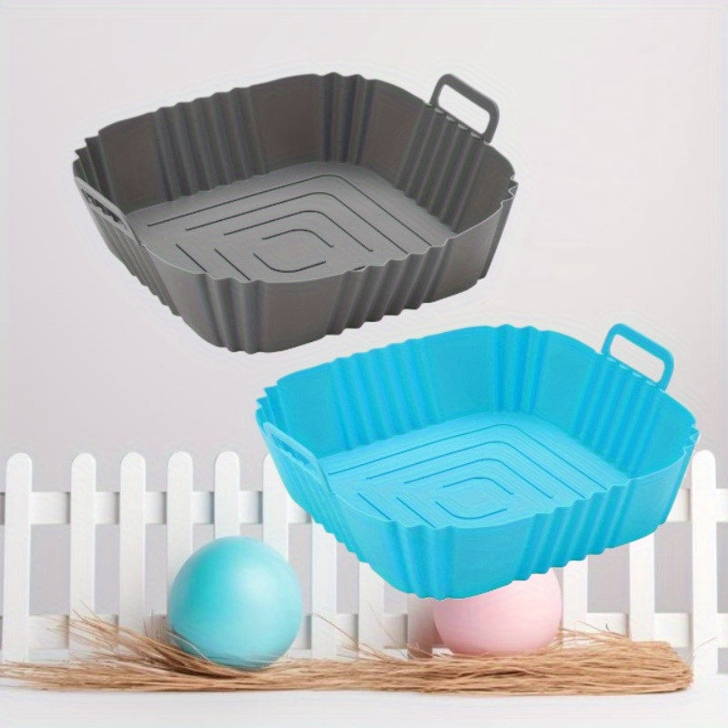 2 piezas, forros de freidora de aire de silicona, forros de freidora de aire cuadrados, tazones de cesta de silicona, bandejas de horno reutilizables, accesorios de horno, herramientas de repostería, gadgets de cocina, accesorios de cocina