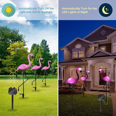 LCHPMY 1 pieza/2 piezas/4 piezas/3 piezas/2 juegos de luces LED solares con forma de flamenco, control táctil, batería recargable de níquel, decoración exterior de plástico con temática animal para jardín, césped, patio, estanque, patio trasero, Hallowee
