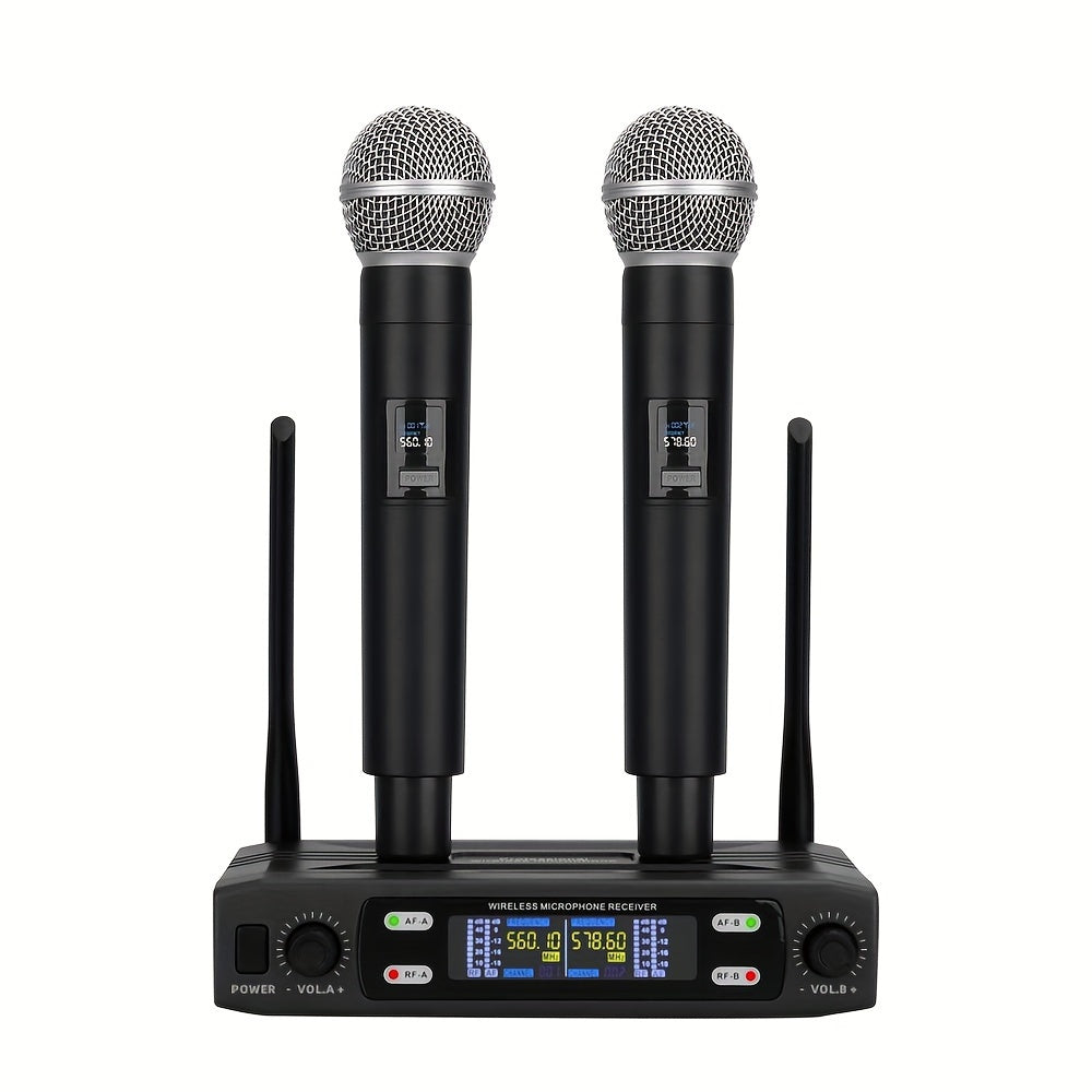 Sistema de micrófonos inalámbricos dual profesional LMBGM con receptor portátil - Conector XLR, control de volumen, ideal para karaoke en casa, presentaciones en vivo y regalos, micrófono inalámbrico portátil | Herramienta de audio versátil | Micrófono d