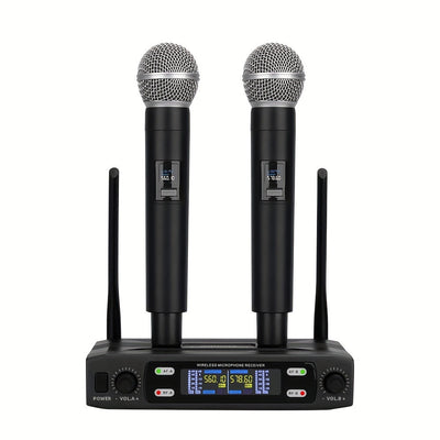 Sistema de micrófonos inalámbricos dual profesional LMBGM con receptor portátil - Conector XLR, control de volumen, ideal para karaoke en casa, presentaciones en vivo y regalos, micrófono inalámbrico portátil | Herramienta de audio versátil | Micrófono d