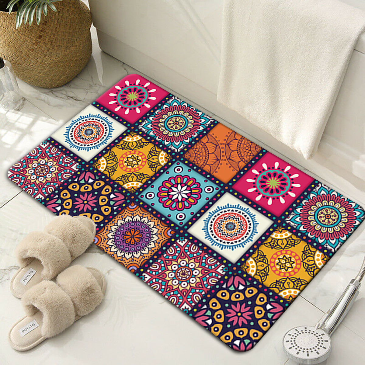 Alfombras de franela estampadas para entrada, sala, dormitorio y baño, absorbentes y antideslizantes