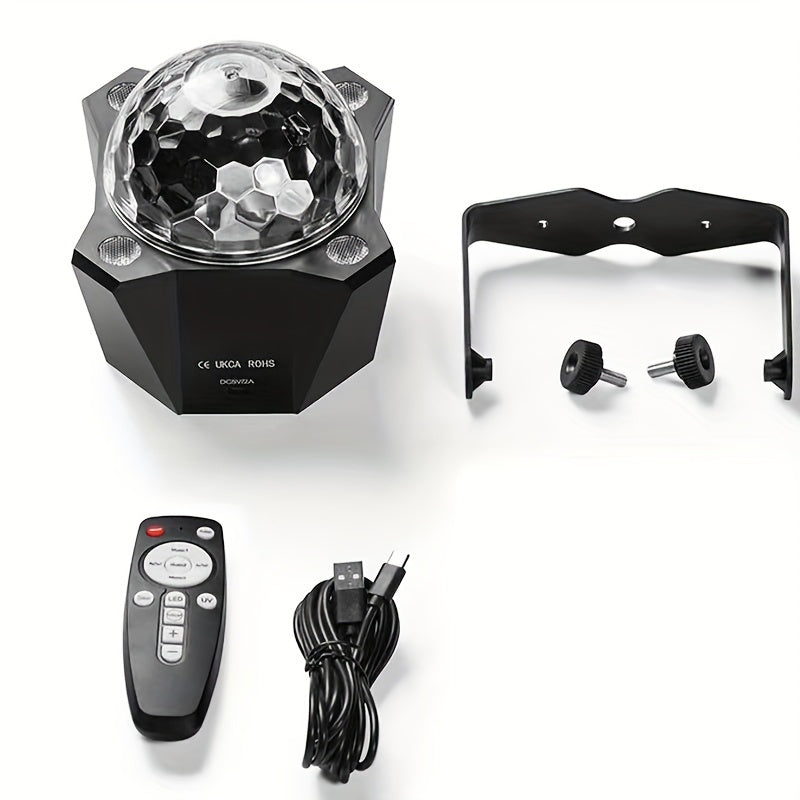 1 pza. Disco Ball Party Lights Sound Activated Strobe Dj Stage Lighting Para Interiores Sala de Baile Fiestas Cumpleaños Rave Karaoke Casero Halloween Navidad Boda Show Bar Club Decoraciones, Cable de Alimentación USB de 3 m