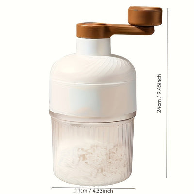 Trituradora y Afeitadora de Hielo Manual MOMMED - Fabricante de Hielo Manuales de Alta Resistencia para Hielo Pelado Esponjoso, Copos de Nieve y Hielo Triturado - Blanco con Mango Marrón, No Necesita Electricidad, Utensilio de Cocina | Diseño Elegante |