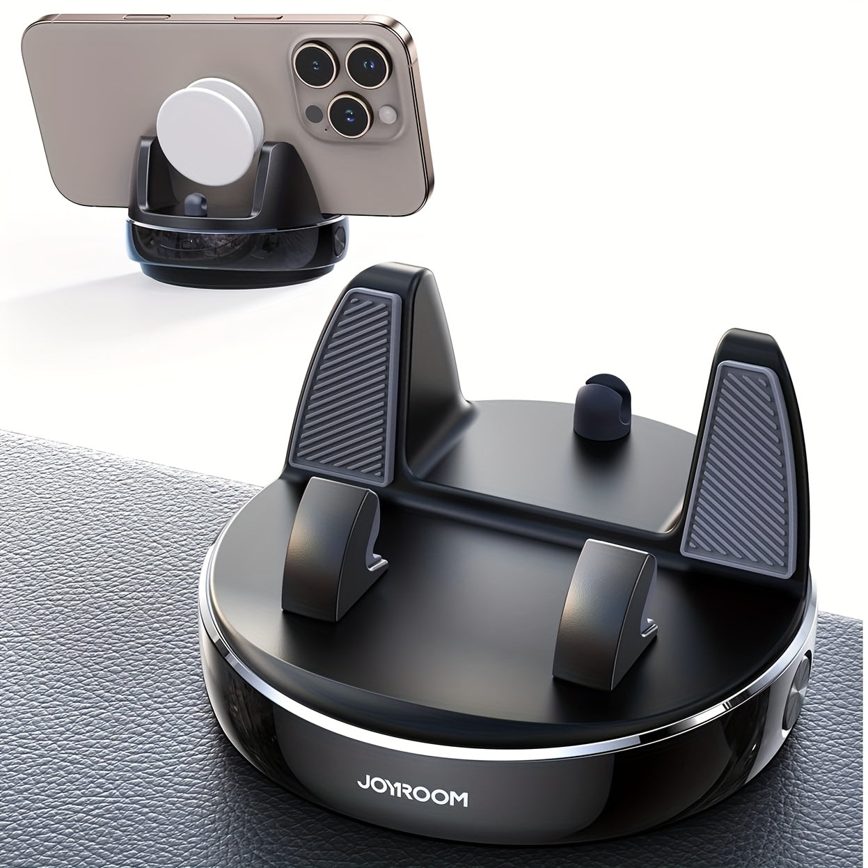 Soporte de teléfono para coche, [rotatorio 360° y ajustable verticalmente 30°] Soporte de teléfono móvil para coche, [diseño de resorte ajustable] Soporte de teléfono de navegación para tablero de instrumentos, con silicona antideslizante, adecuado para