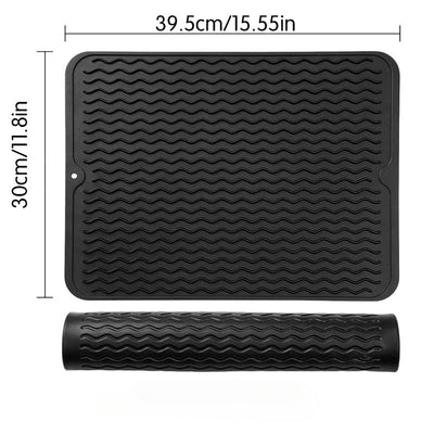 Almohadilla de drenaje grande para cocina de silicona con diseño ondulado, protector resistente al calor para encimera y estufa, tapete para secar platos, almohadilla de aislamiento térmico para ollas y sartenes, accesorio de cocina fácil de limpiar, pro