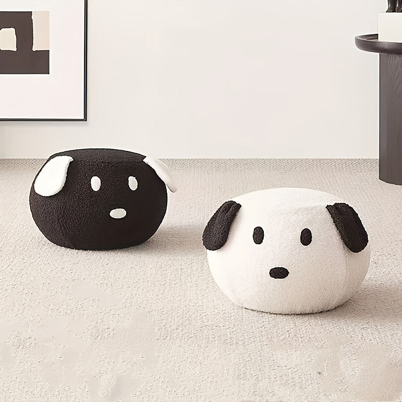 1pc Taburete Moderno para Cambiar Zapatos con Diseño de Cachorro de Dibujos Animados, Reposapiés de Madera sin Respaldo ni Brazos con Acabado Tapizado, Organizador Decorativo de Entrada para el Hogar y Dormitorio