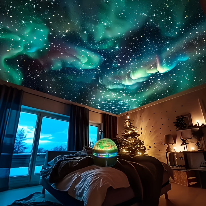 Lámpara de proyección de aurora boreal con control remoto, luces LED del norte alimentadas por USB, decoración para dormitorio, sala de estar o fiestas, crea efecto de cielo estrellado, iluminación de escritorio USB para hogar, oficina, Navidad o cumplea