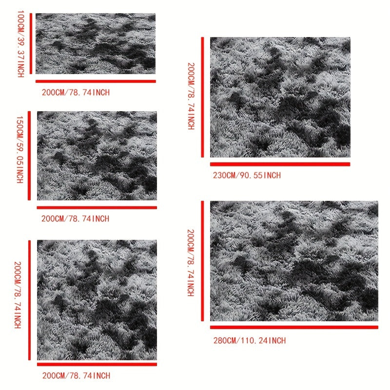 1 alfombra de felpa rectangular moderna de color gris oscuro con teñido anudado, alfombras antideslizantes para sala de estar, dormitorio, decoración del hogar, decoración de la habitación, alfombras de área