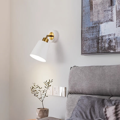1/2pcs, Lámpara de Pared Moderna para Interior, Cuerpo Metálico Dorado con Pantalla, Portalámparas E27, Instalación Directa, Ideal para Dormitorio, Sala o Pasillo, Bombilla No Incluida