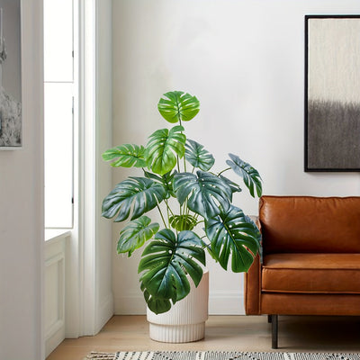1 pieza de planta artificial Monstera Deliciosa, 80 cm/31,49 pulgadas - Hojas verdes grandes, bajo mantenimiento para decoración interior/exterior para hogar, oficina o jardín, no necesita batería, decoración de plantas interiores | Estética natural | Pl