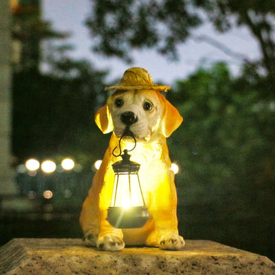 Luces solares para perros labradores, luces de patio al aire libre, adornos para exteriores, luces de paisaje para mascotas, jardín acuático, adornos decorativos creativos.