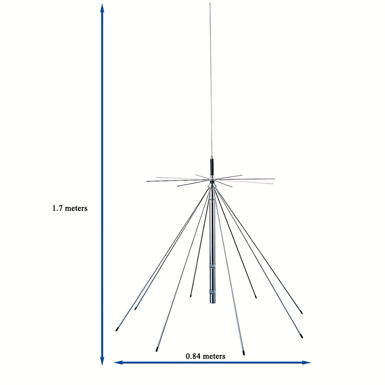 Antena GMRS de 25 pies, 1300 MHz, con cable de 10 metros y conectores PL-259 y SMA. Soporta transmisiones de radio HF, AIR, UHF, VHF, FM, AM, FRS y Diamond Conical. Funciona a 1090 MHz, sin carga, sin batería. Mejora el señal AM/FM. Fácil instalación. An