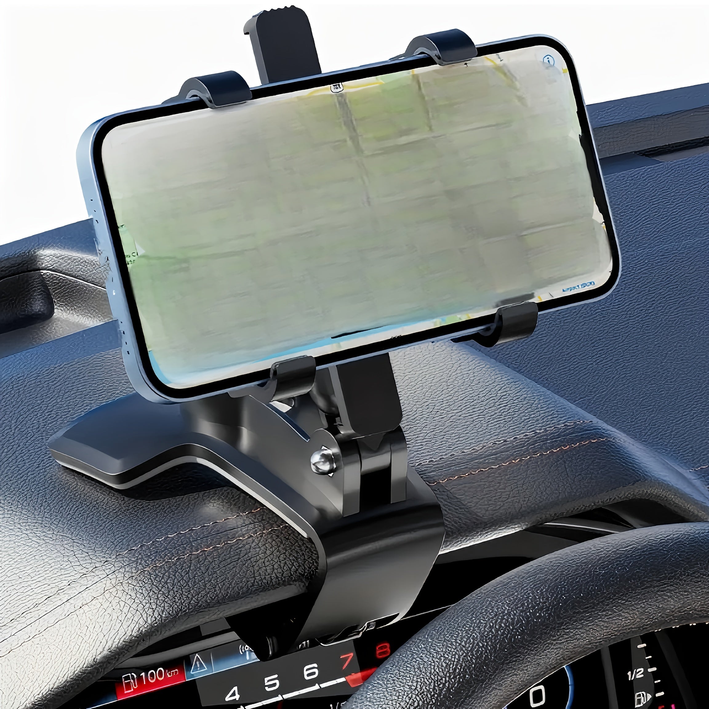 1pc soporte para teléfono de salpicadero, base ABS ajustable universal multifuncional, compatible con pantallas horizontales y verticales, fácil instalación, sujeción segura y giratorio rectangular, accesorio interior automotriz ideal para navegación seg