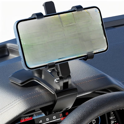 1pc soporte para teléfono de salpicadero, base ABS ajustable universal multifuncional, compatible con pantallas horizontales y verticales, fácil instalación, sujeción segura y giratorio rectangular, accesorio interior automotriz ideal para navegación seg