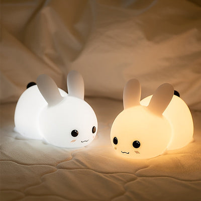 1 Luz nocturna de silicona con forma de conejo de jade, regalo creativo, carga USB, control remoto colorido, atenuación táctil, luces LED para dormir.