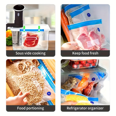 Bolsas de sellador de vacío, bolsas de embalaje doméstico de grado alimenticio selladas, 3 tamaños de bolsas de comida de vacío disponibles, bolsas de almacenamiento de comida de vacío reutilizables para almacenamiento de comida y cocción de vacío, bolsa
