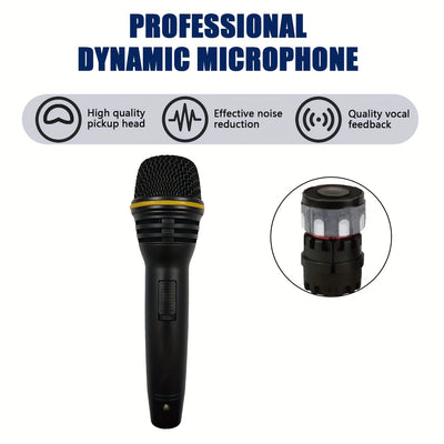 Micrófono dinámico profesional con cable y conector de 6,35 mm - Sonido de alta fidelidad, reducción de ruido, diseño negro para KTV, transmisión en vivo, reuniones y canto - Configuración fácil de enchufe y juego, grabación y uso en vivo múltiples, micr