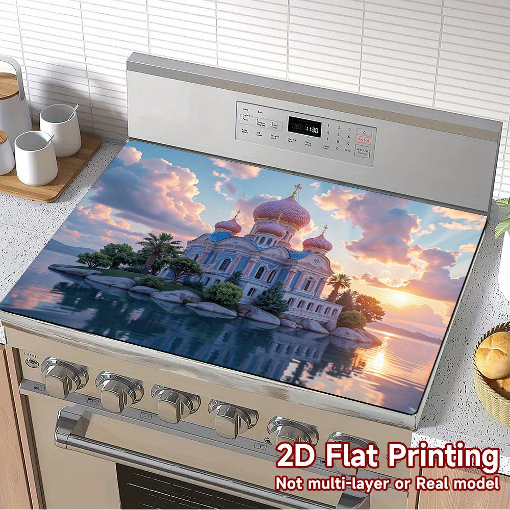 1pc Alfombrilla para Cocina - Compatible con Gas e Inducción, Protector de Superficie Resistente al Calor para Placas de Cocina, Lavadoras y Secadoras - Tapete Decorativo para Electrodomésticos con Diseño Fantasía, Cubierta Elegante para Encimera, Tela D