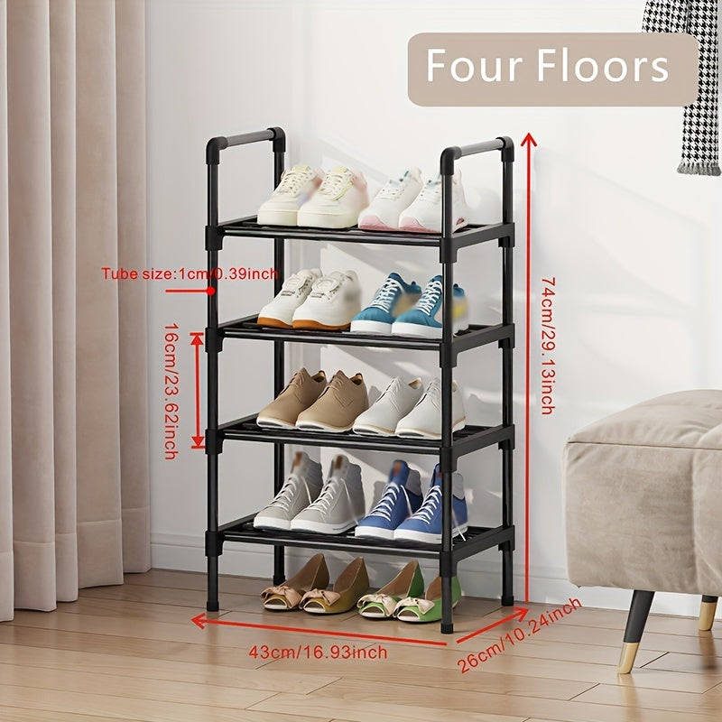1 Pieza, Estante Para Zapatos De Varias Capas, Armario Para Guardar Zapatillas, Zapatero De Pie Con Una Fila, Torre Armable Para Calzado De Metal, Organizador De Zapatos Color Oscuro, Apto Para Porche, Armario, Dormitorio, Pasillo, Terraza
