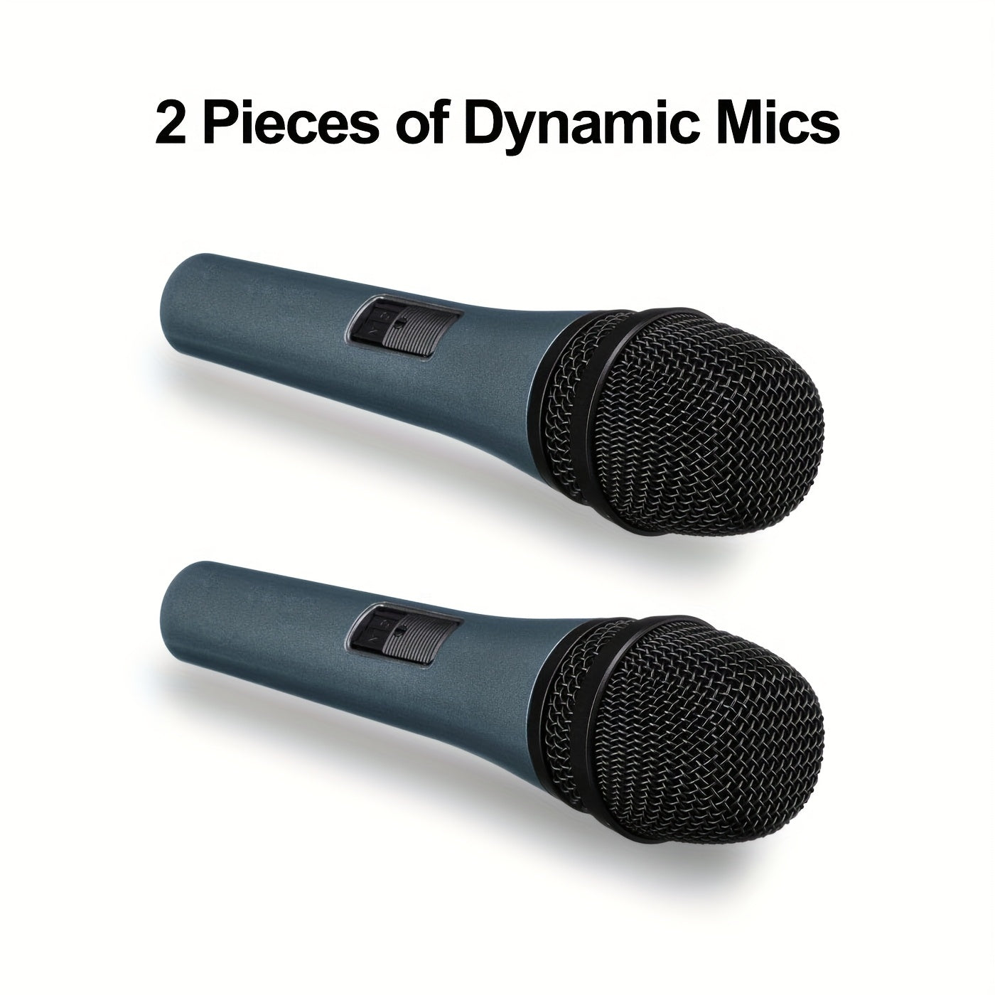 2-Pack Micrófonos Dinámicos Inalámbricos Portátiles, Diámetro Pequeño de Metal con Soporte y Clip, Conector XLR, Sin Cargar, para Karaoke y Canto - Cable No Incluido