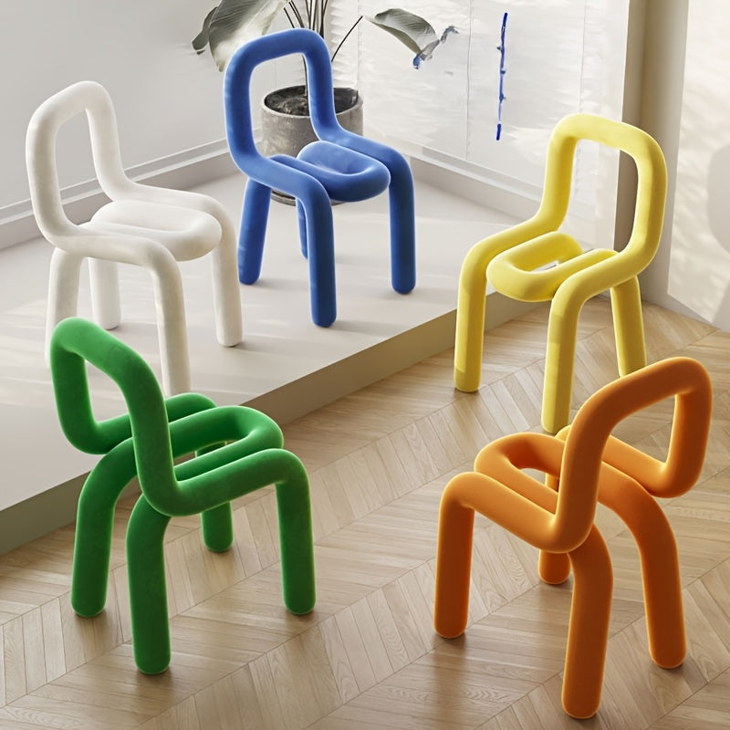Silla Apilable de Acero Azul Chic con Respaldo - Versátil y Elegante para Decoración de Dormitorio, Oficina o Sala de Estar