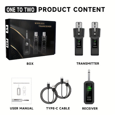 Transmisor y receptor inalámbrico de micrófono - Carga USB-C, control de volumen, compatible con XLR para actuaciones de micrófono dinámico, accesorios de interfaz de voz | Micrófono USB-C para grabación