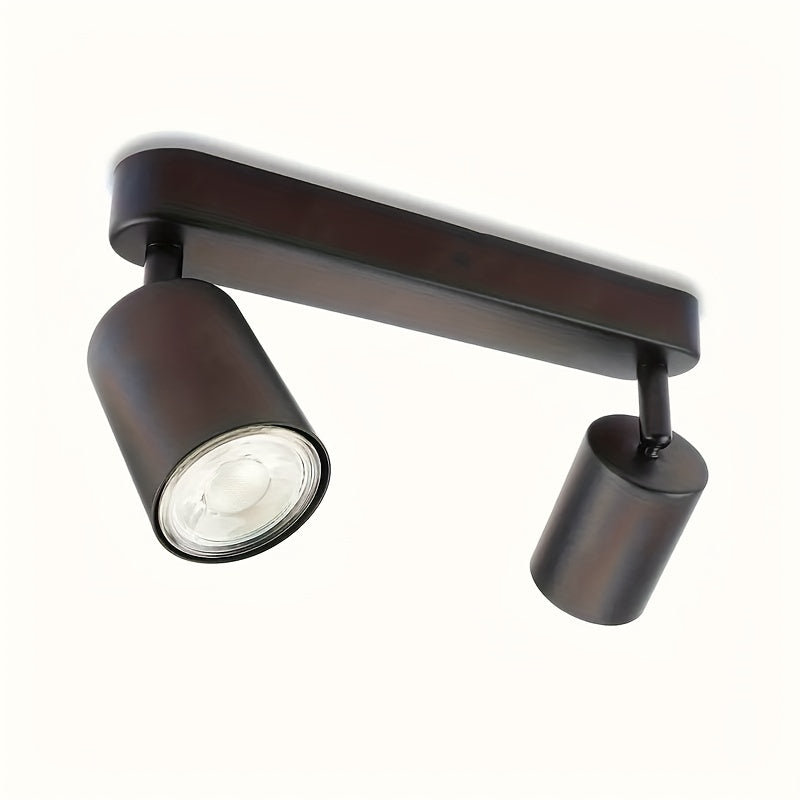 1 pieza de luz de techo LED con 2 bombillas, luz de techo LED giratoria GU10, barra de luces de techo moderno negro para cocina, dormitorio, sala de estar (bombilla no incluida)