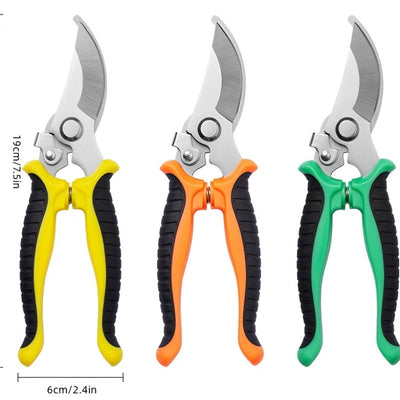 1 pieza de tijeras de poda ergonómicas de acero inoxidable con mango de goma de agarre cómodo - Cortadoras de jardín duraderas para cortar ramas de manera eficiente, diseño ambidiestro, esencial para el jardinería y el cuidado del césped, tijeras de jard