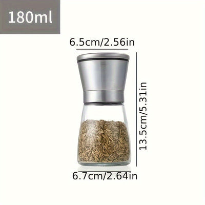Molino de Pimienta Portátil de Acero Inoxidable, Triturador Manual de Especias con Núcleo Cerámico Ajustable, Molinillo de Sal y Pimienta para Cocina Casera, Barbacoa, Camping al Aire Libre, Senderismo - No Se Requiere Carga