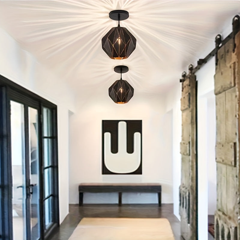 1pc Lámpara Colgante de Estilo Industrial Vintage, Accesorios de Iluminación Industrial, Luces de Techo para Salón de Hoteles y Pasillo con Diseño Decorativo para Isla de Cocina en Estilo Granja Geométrico, Base E27 (Bombilla No Incluida)