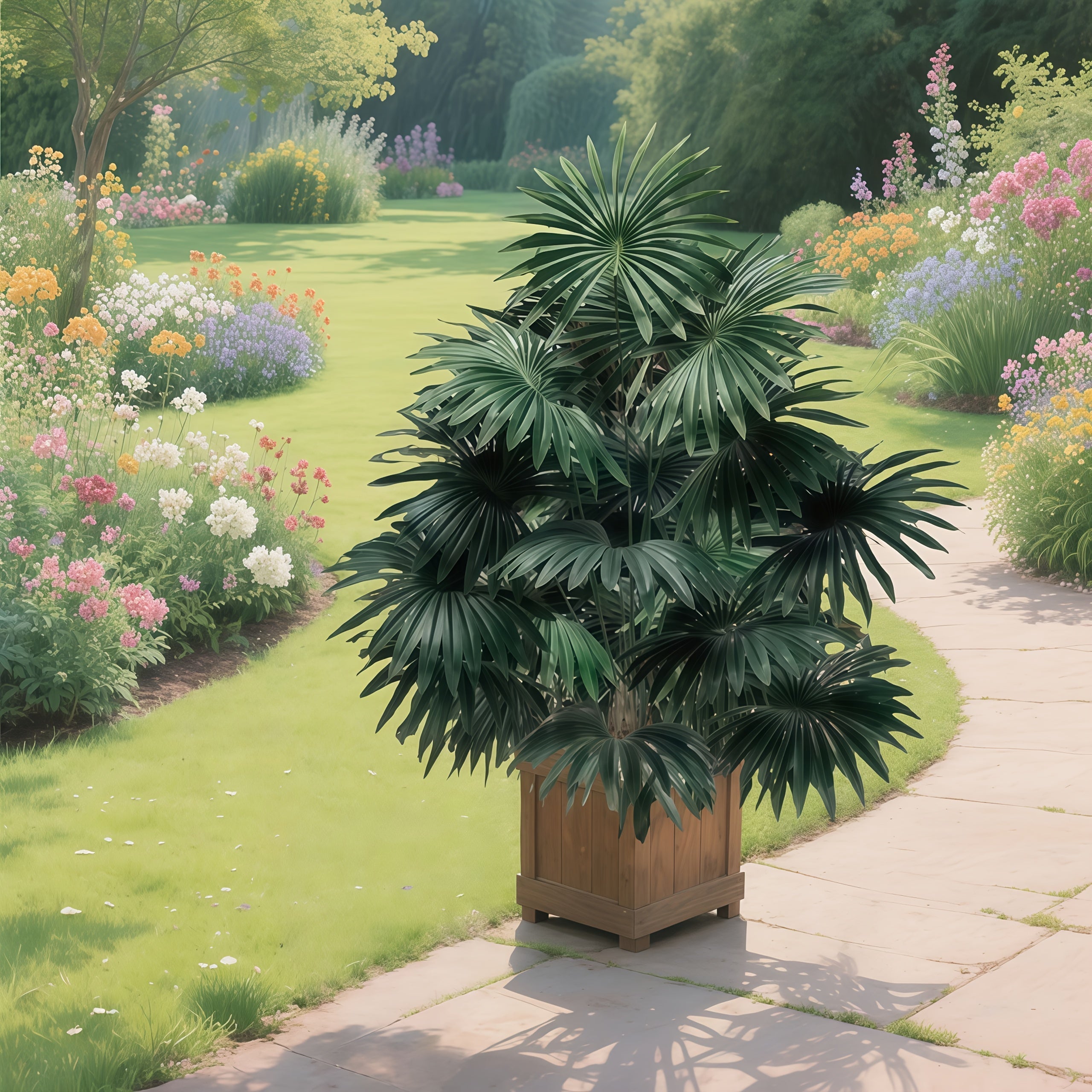 1 pieza - Árbol de palma artificial con cola suelta grande para exteriores con 18 hojas grandes - Árbol de arce artificial de selva tropical, decoración moderna para jardín de bodas, sin mantenimiento - Árbol perenne para todas las estaciones, adecuado p