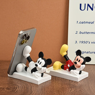 Soporte para teléfono móvil de Disney Mickey, adornos de escritorio y decoración de oficina, artesanías de resina para el interior del coche, regalos ideales para amigos