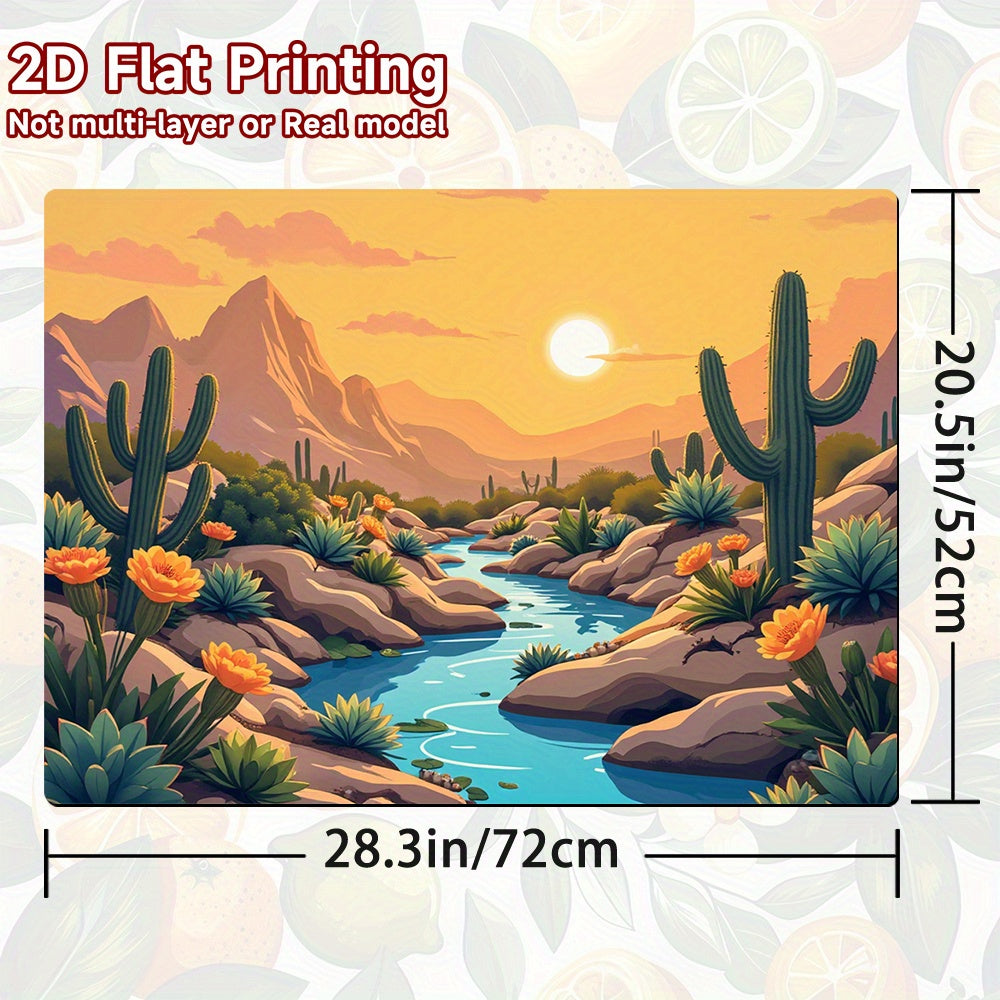 1pc Tapete para Estufa Amanecer en el Desierto - Protector Antideslizante con Diseño de Cactus, Rocas y Arroyo - Resistente al Calor para Cocinas a Gas/Eléctricas, Horno, Refrigerador - Fácil de Limpiar, Decorativo para Encimeras Modernas y Decoración de