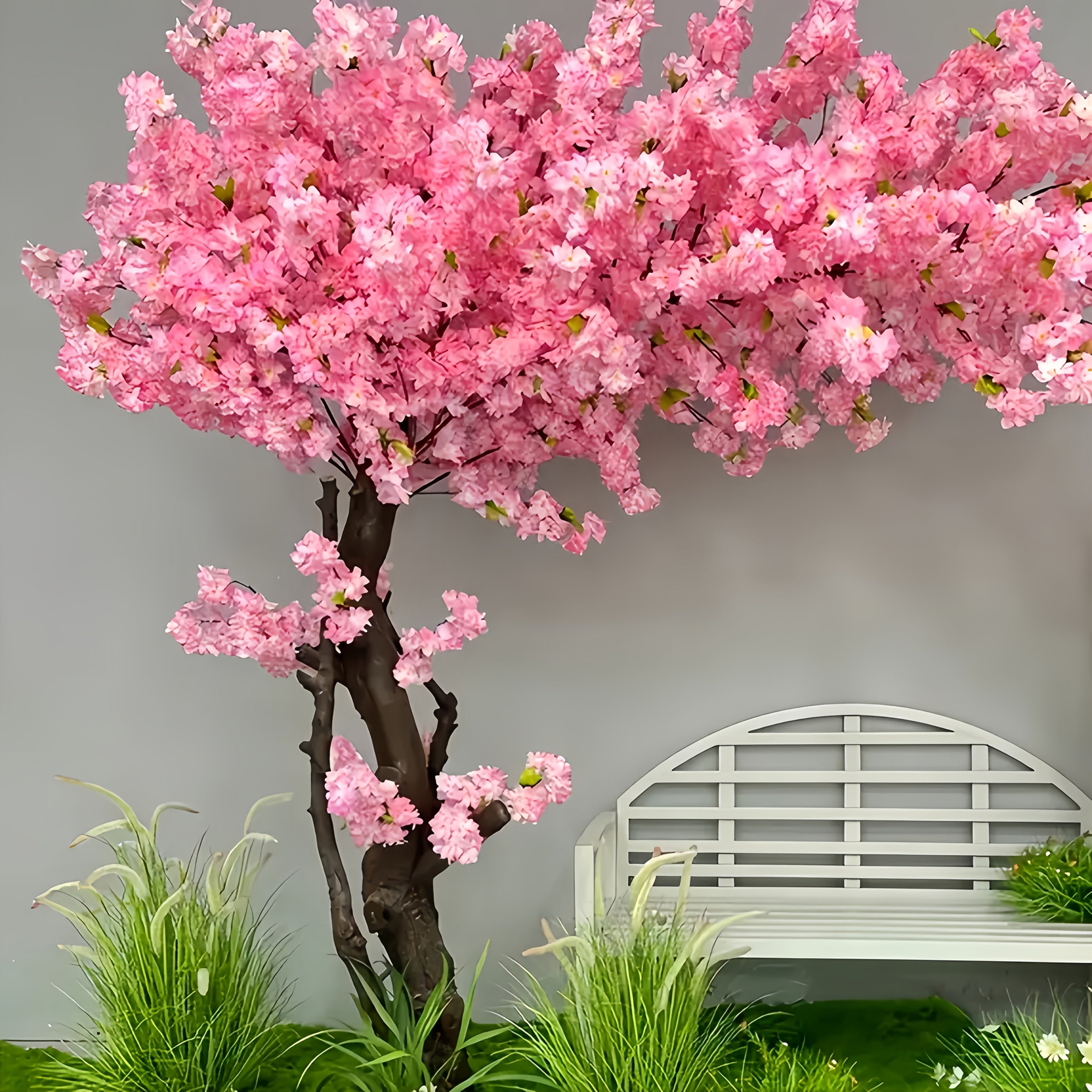 13 paquetes de flores de cerezo artificiales rosas y hojas verdes - Flores plásticas realistas, adecuadas para decoraciones de bodas, jardines, espacios interiores y exteriores y celebraciones estacionales (Día de San Valentín, Pascua, Día de San Patrici