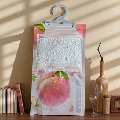 1 Absorvente de Humedad con Sabor a Durazno, Adecuado para Dormitorio, Sala de Estar, Cocina, Baño, Dormitorio y Más, Bolsa Deshumidificadora Colgante para Interiores