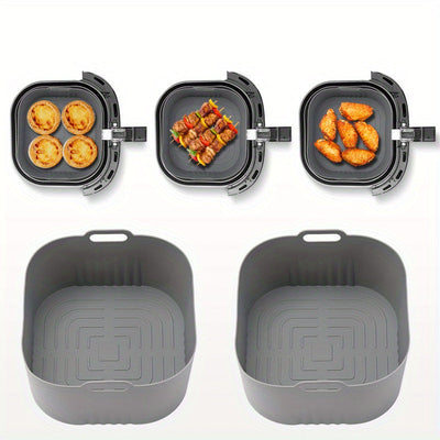 2 piezas de bandejas de horno de silicona cuadrada para freír aire - Antiadherentes, resistentes al calor, ideales para Philips HD9252, HD9200, HD9255 - Perfectas para cocinar papas fritas, pollo y verduras, bandejas de horno con forros | Bandeja de sili