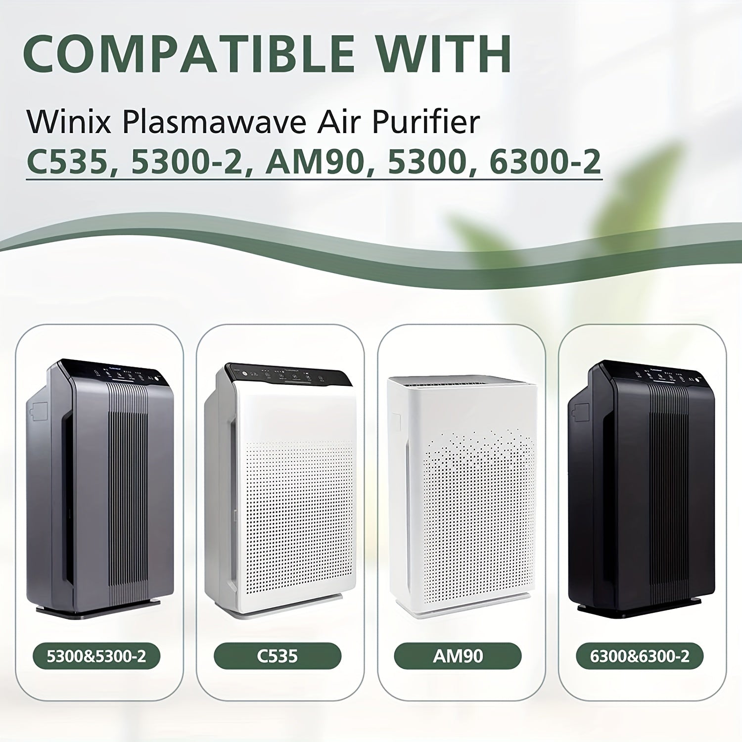 Juego de filtros de repuesto Winix PlasmaWave, 1 filtro HEPA verdadero + 4 prefiltros de carbón, compatible con purificadores de aire C535, 5300-2, 6300-2, P300, 9000, 5000, 5000B, material duradero de plástico y papel