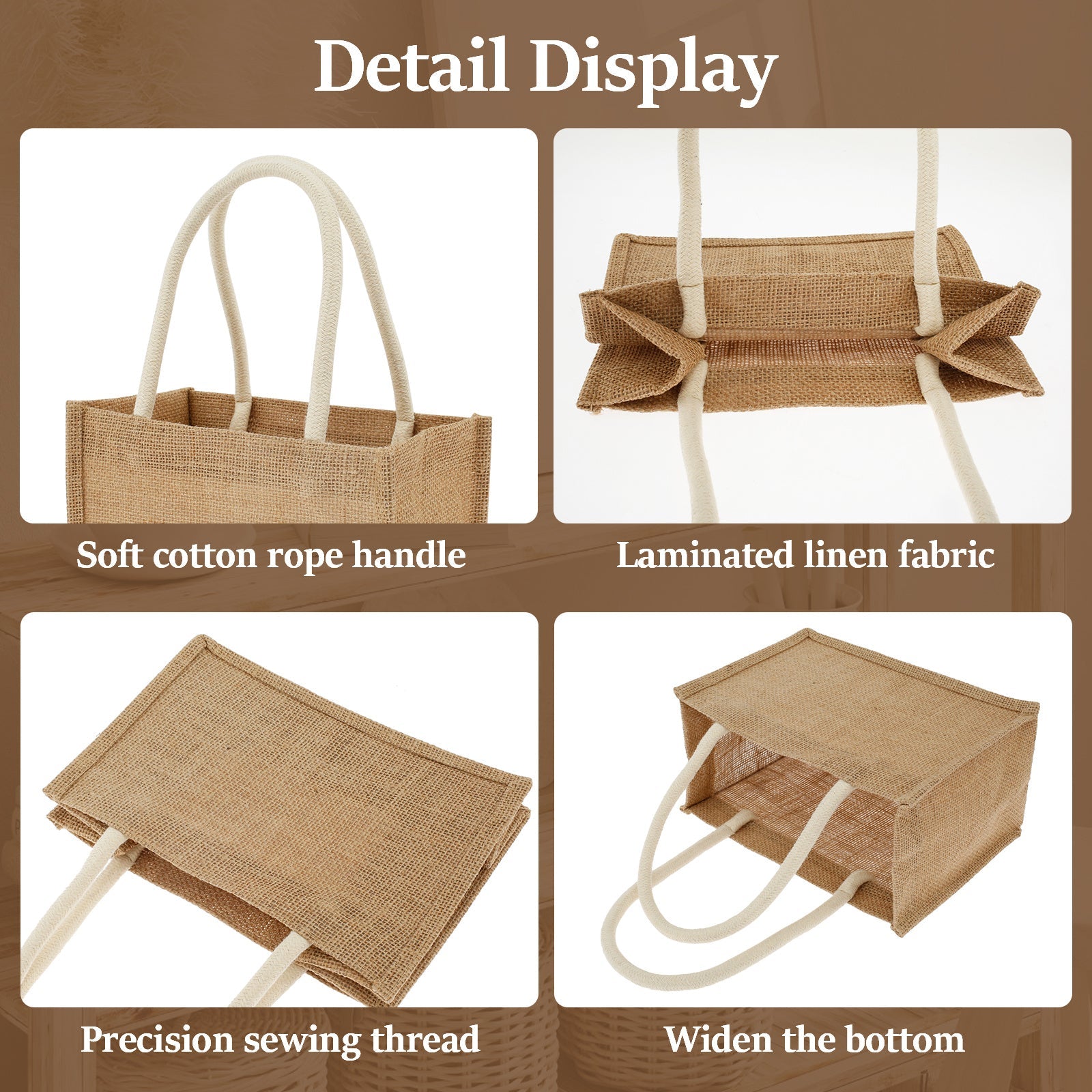 12 bolsas de yute mini, bolsas de playa de yute con asas, bolsas de compras reutilizables, bolsas de regalo de yute, bolsas multiusos para viajes, playa, escuela y actividades al aire libre