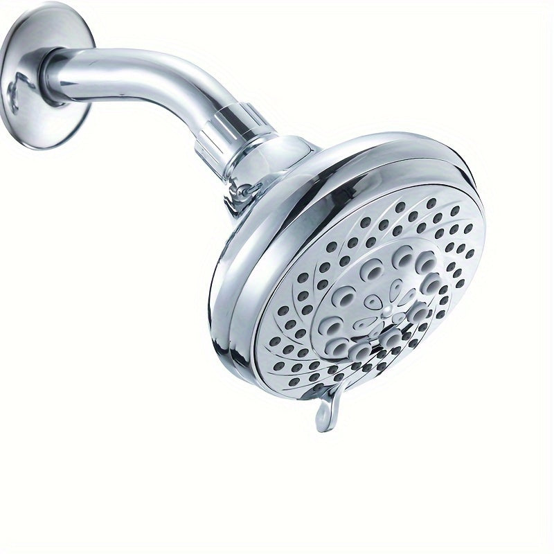 Cabezal De Ducha De Alta Presión De 1 Pieza, Cabezal De Ducha Fijo Tipo Lluvia De 10,16 Cm, Configuración De 5 Rociadores Con Rótula Giratoria Ajustable, Excelente Reemplazo Para El Cabezal De Ducha De Su Baño (cromado), Accesorios De Baño