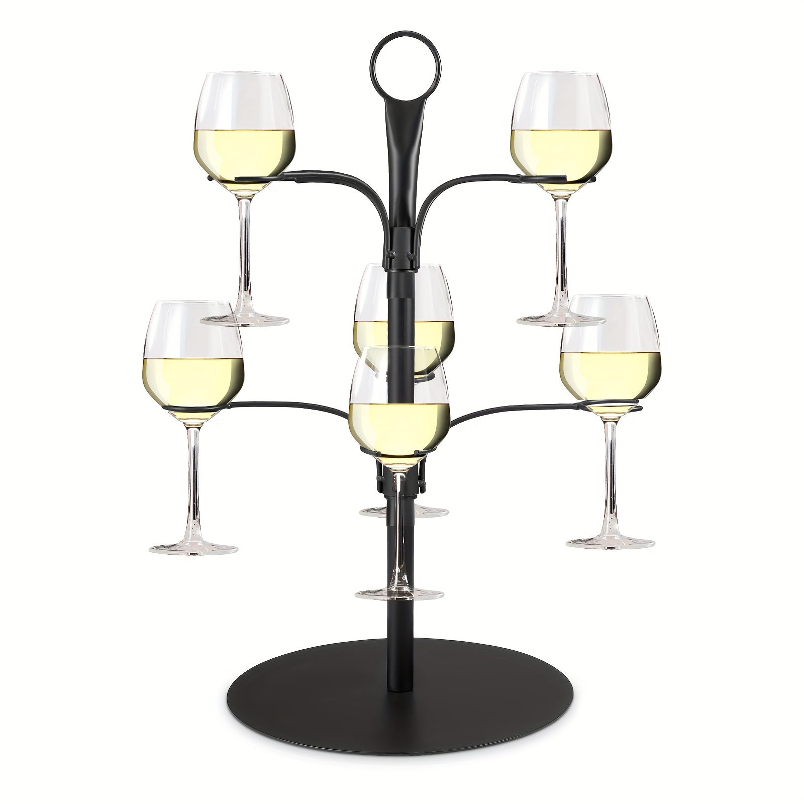 Soporte de árbol de vaso de hierro, soporte de copa de vino de cóctel para bodas, fiestas, brunch, exhibición de copa de champán con 8 ranuras colgantes