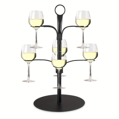 Soporte de árbol de vaso de hierro, soporte de copa de vino de cóctel para bodas, fiestas, brunch, exhibición de copa de champán con 8 ranuras colgantes