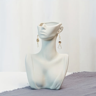 1pc Jarrón Blanco Creativo De Estilo Nórdico Jarrón De Cara Moderno Decorativo Simple Para Oficina Y Hogar