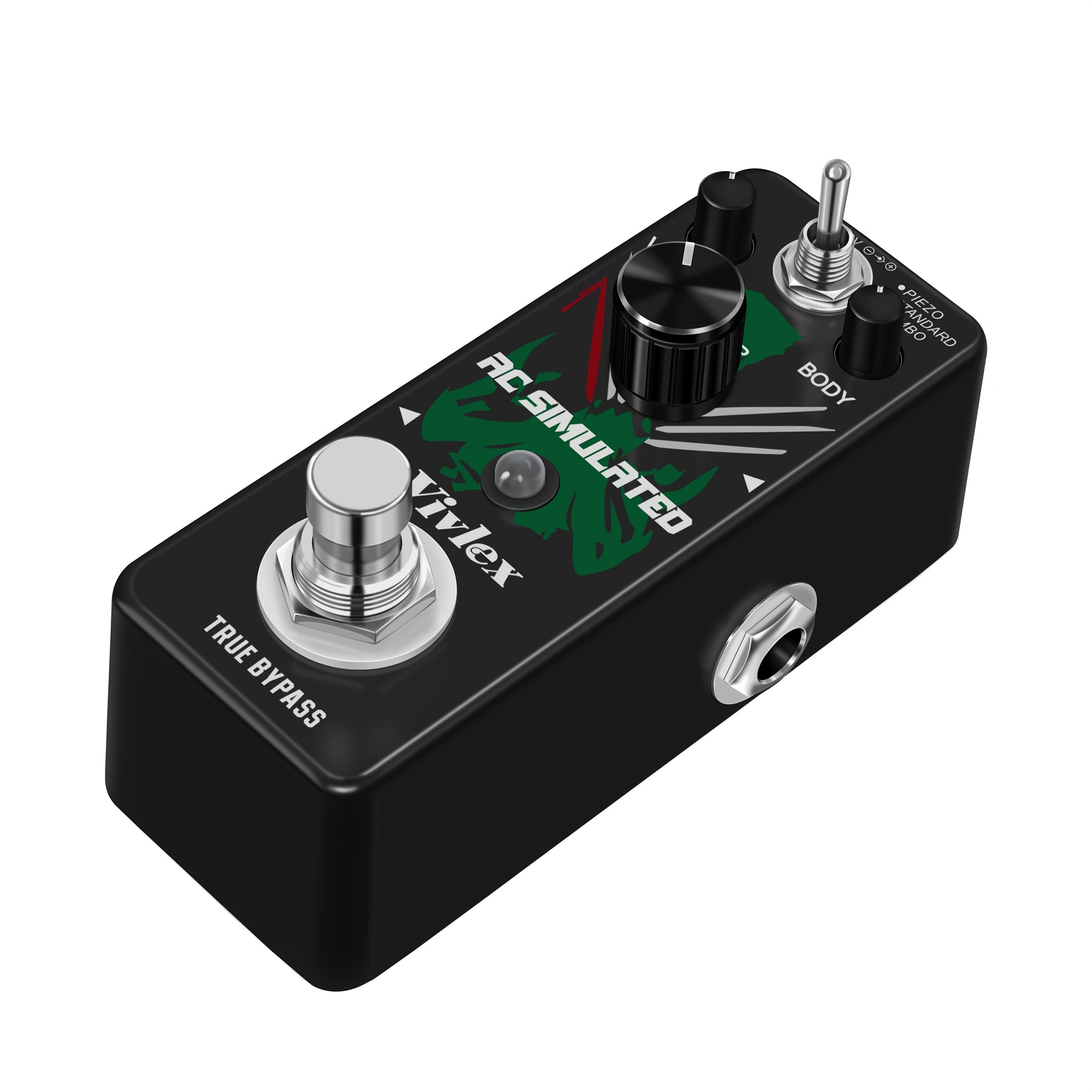 VIVLEX Pedal de Guitarra Acústica True Bypass - Efecto Analógico AC Stage con Modos Piezo/Estándar/Jumbo, Simulador Acústico Alimentado por USB para Grabación en Estudio y Presentaciones En Vivo - Compatible con Guitarra Eléctrica y Violín - Pedalboard C