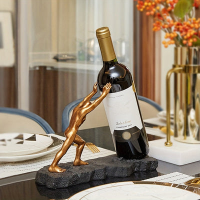 1 pieza de estante de vino de resina con figura de fuerte, ideal para oficina, sala de estar, decoración de entrada, mejora el ambiente artístico del hogar.