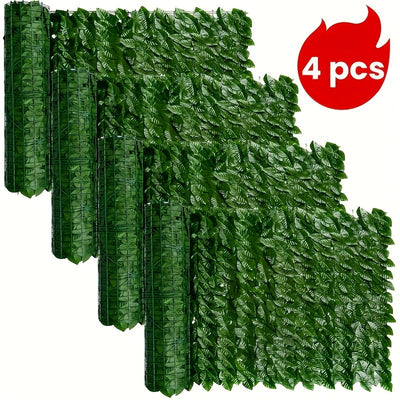 4 piezas de 400 cm x 50 cm de panel de pantalla de valla de verde de hiedra - Pantalla de privacidad exterior resistente a la radiación UV, adecuada para patio, balcón, jardín, decoración de interior/exterior de vegetación, diseño de plantas de alta gama