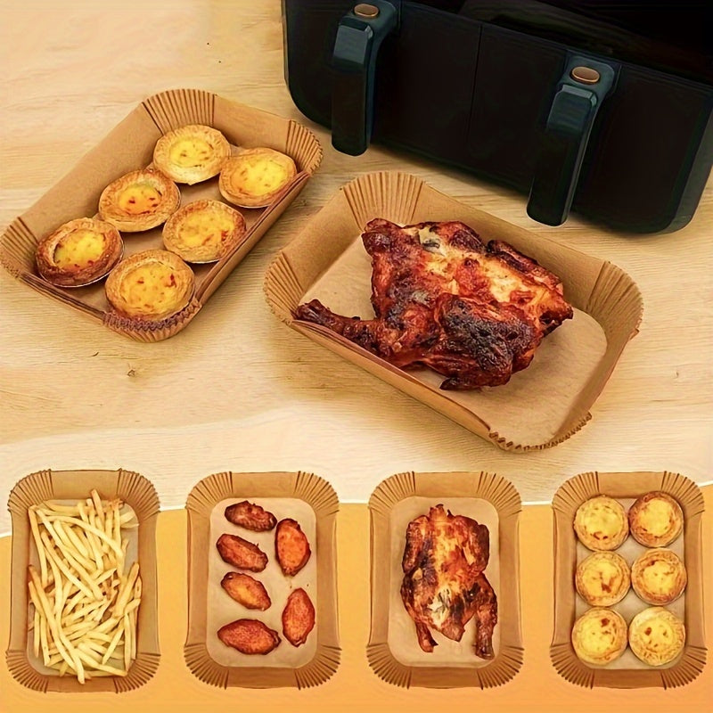 100 piezas de fundas desechables para freidor de aire antiadherentes - Fáciles de limpiar, absorbentes de aceite, ideales para hornear, esenciales para el horno y la cocina, accesorios para freidor de aire, accesorios para freidor de aire
